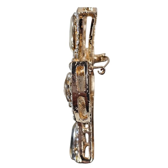 Silver Tone Rhinestone Crystal Cross Pendant or Brooch Pin Chunky Art Deco - Picture 2 of 6